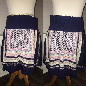 navy pattern skirt anthropologie size M